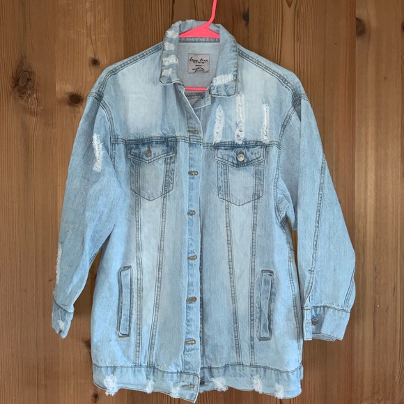 Jackets & Blazers - Oversized Distressed Denim Jacket